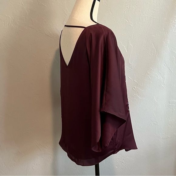 Whbm White House Black Market Top Purple Floral Kimono Blouse size small - Picture 5 of 9